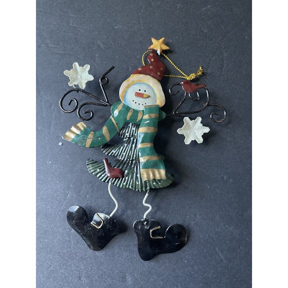 Vintage Snowman Folkart Ornament Christmas Holiday Decor Cottagecore